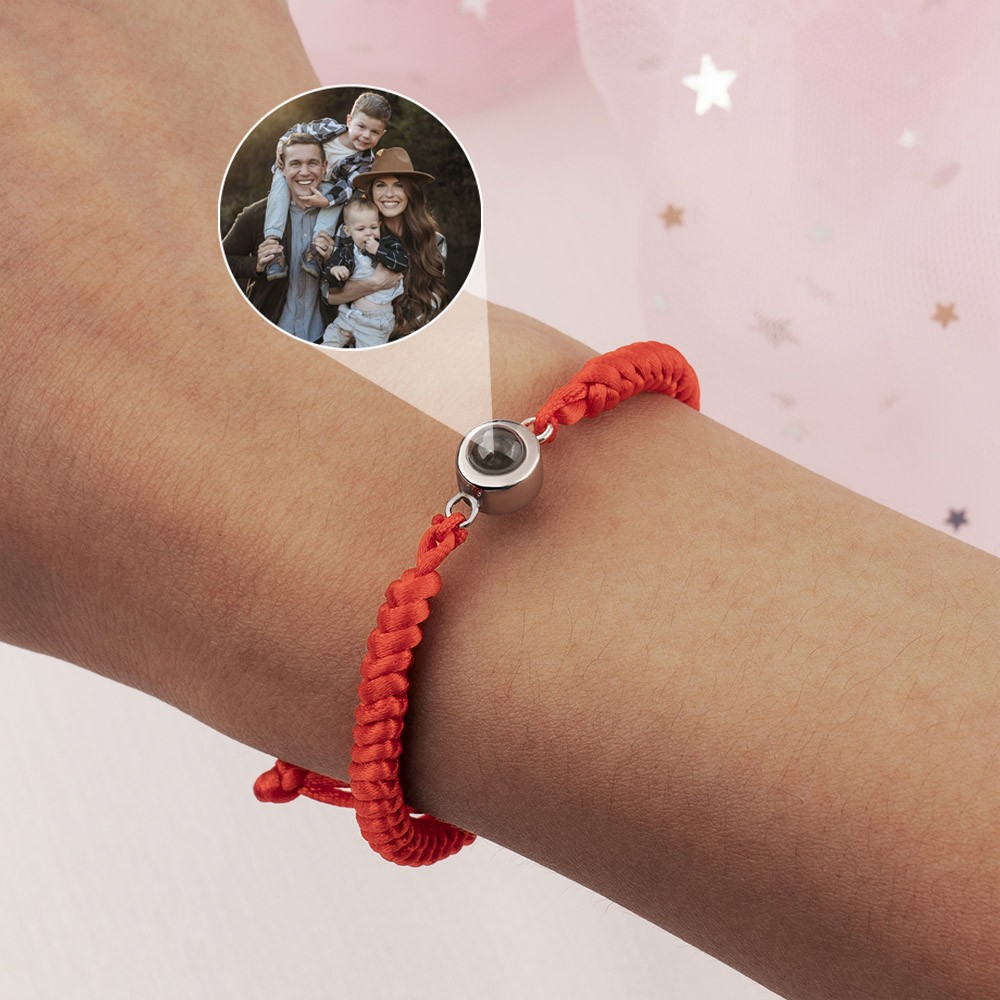 Pulsera de proyeccion fotografica conmemorativa de cuerda trenzada personalizada