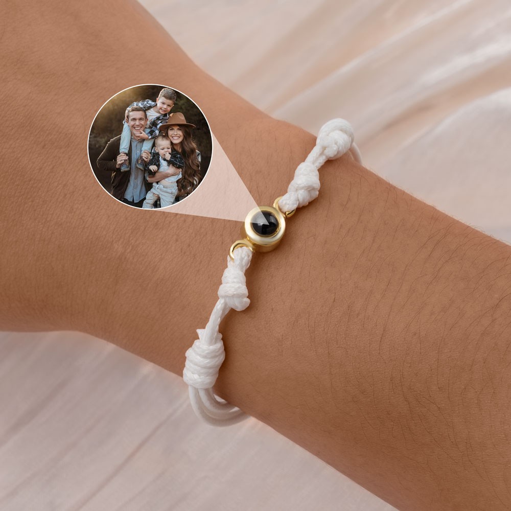 Pulsera de proyeccion fotografica conmemorativa de cuerda trenzada personalizada para mama, abuela