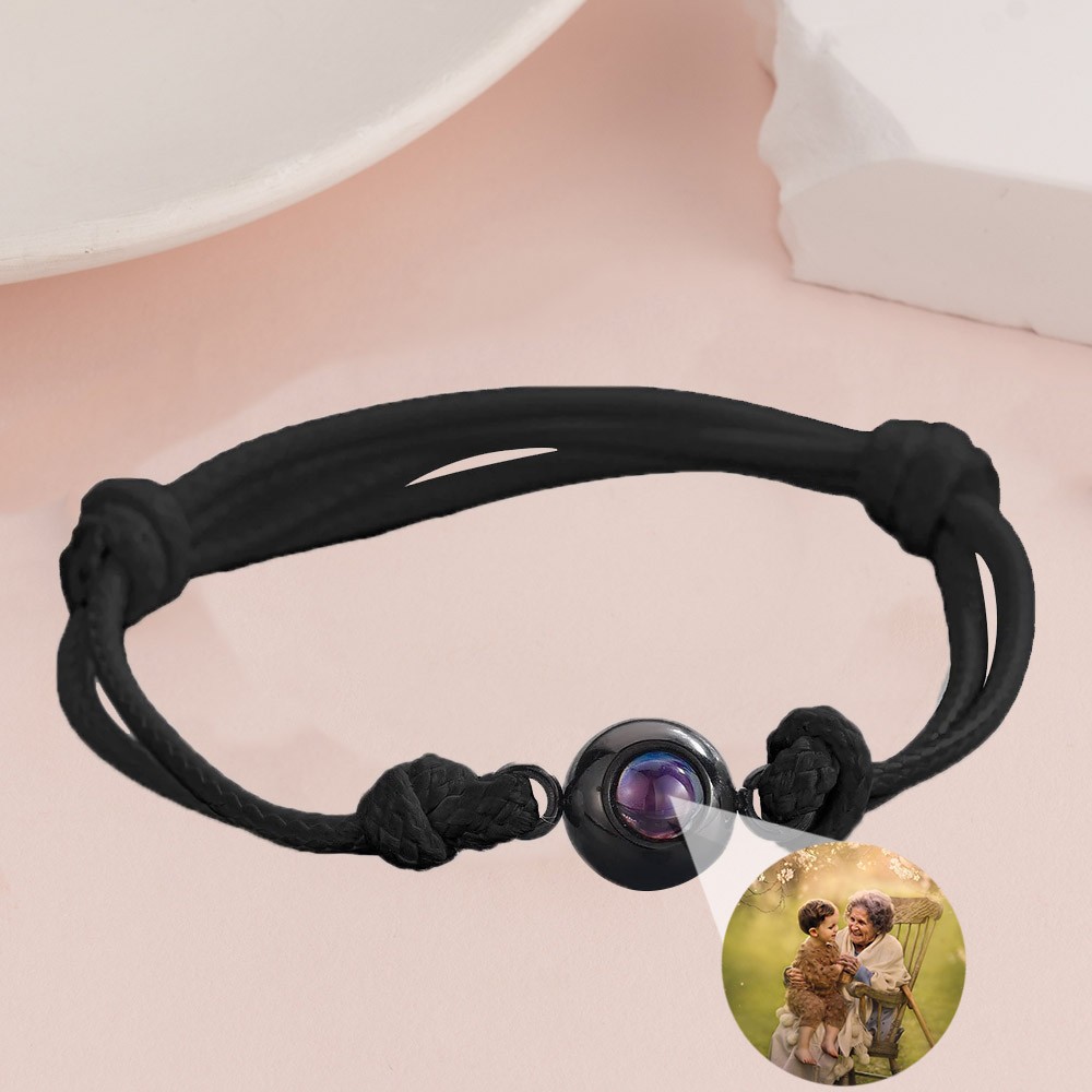 Pulsera de proyeccion fotografica conmemorativa de cuerda trenzada personalizada, regalo de aniversario