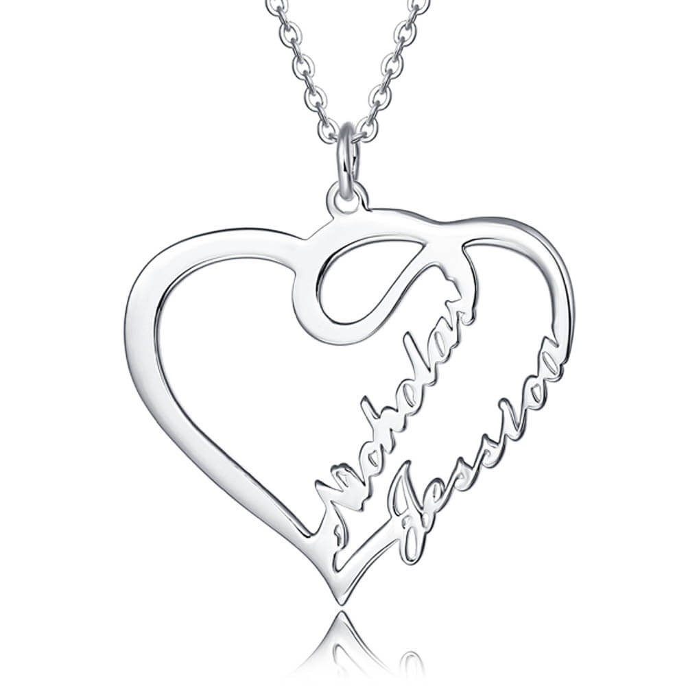 Collar personalizado con nombre de corazón para parejas