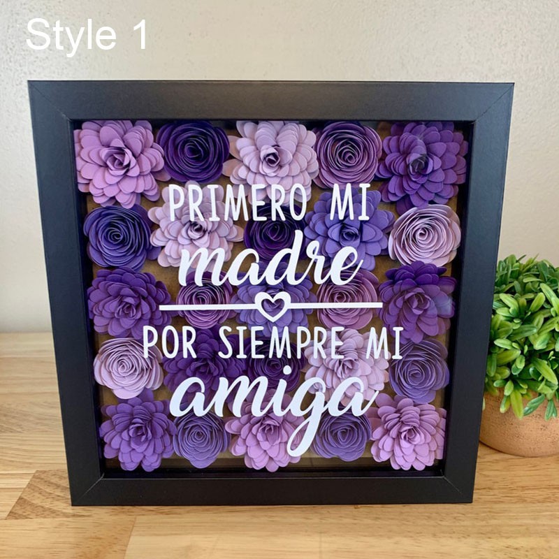 Caja de sombra hecha a mano personalizada de la flor de la mamá regalo del día de madres