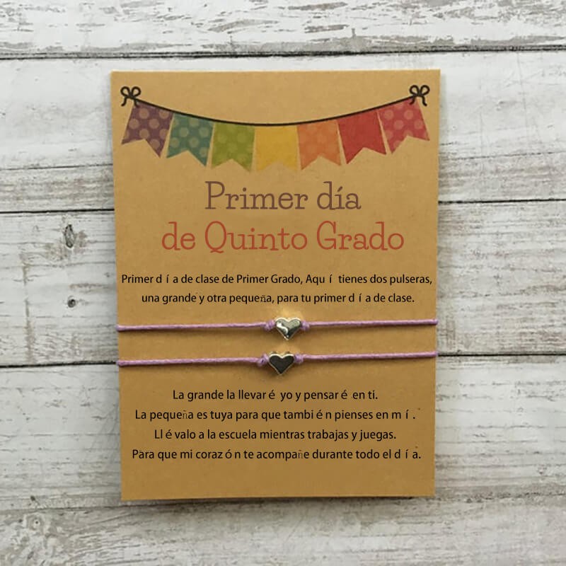 Primer día de quinto grado Pulseras Pulseras a juego Pulseras de corazón